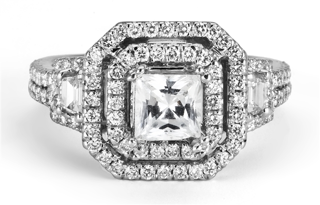Diamond Engagement Ring ,18kt White Gold