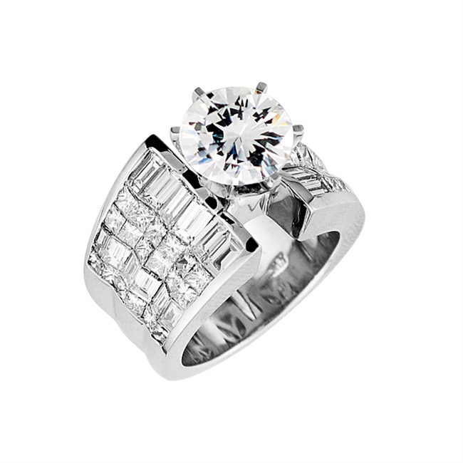 18KTW INVISIBLE SET, ENGAGEMENT RING 5.20CT